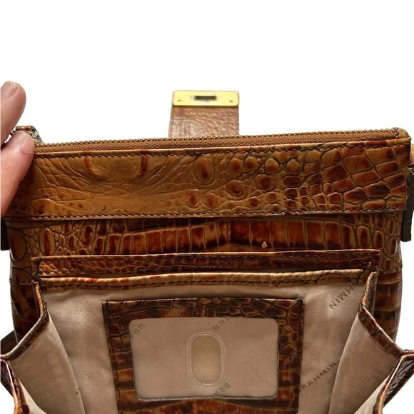 SOLD Brahmin Mojito Melbourne Croc Embossed Genuine Leather Crossbody Bag - Picture 6 of 9
